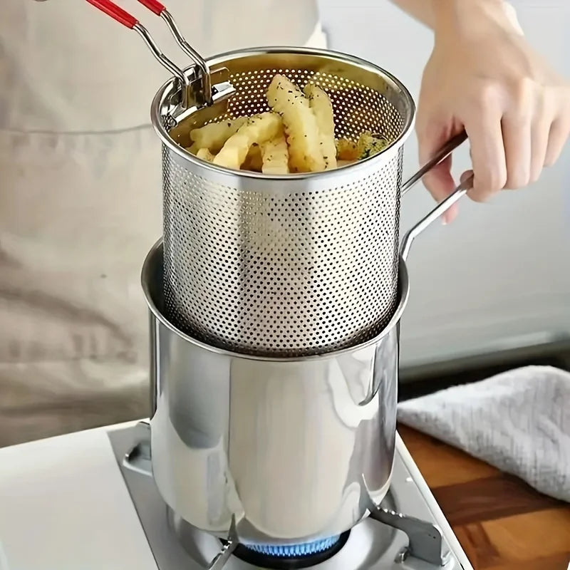 Stainless Steel Deep Fryer Pot with Removable Basket
