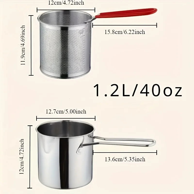 Stainless Steel Deep Fryer Pot with Removable Basket