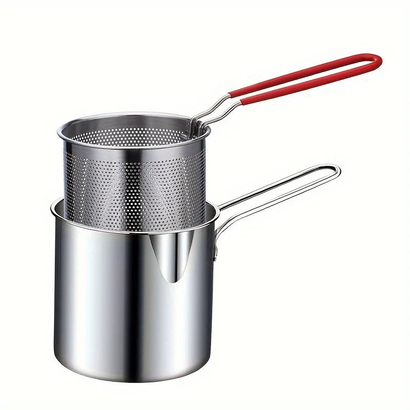 Stainless Steel Deep Fryer Pot with Removable Basket