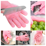 Silicone Full Finger Multi-Purpose Cleaning Gloves  (random Colors)